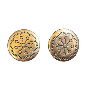 Vintage Delicate Copper Stud Earrings Native American Concho Style .5" Wide